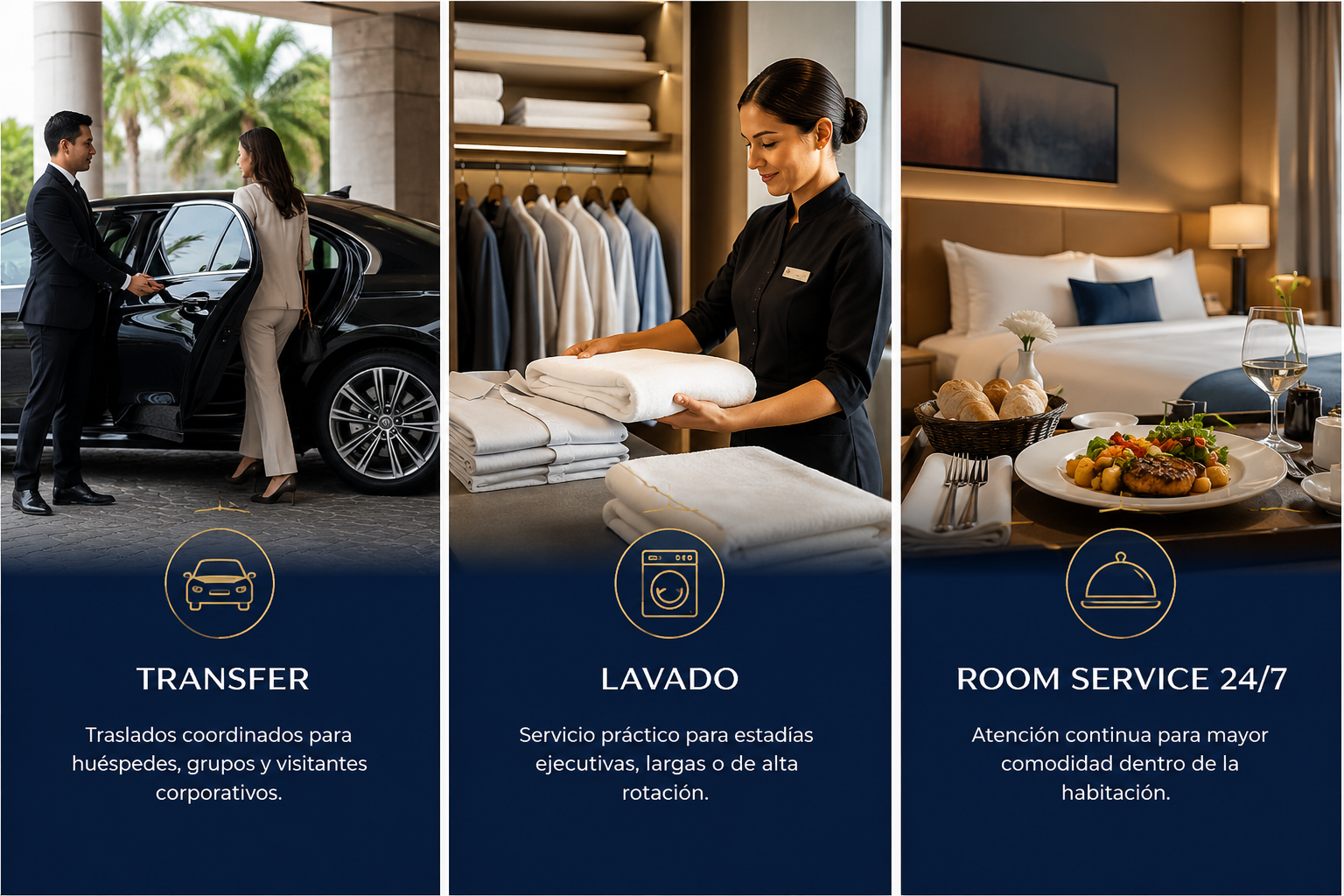 Servicios Novotel: transfer, lavado y room service 24/7